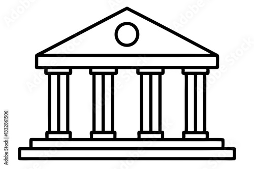 bank sign line art silhouette vector illustration