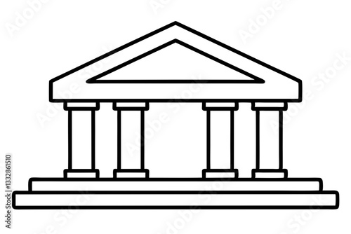 bank sign line art silhouette vector illustration