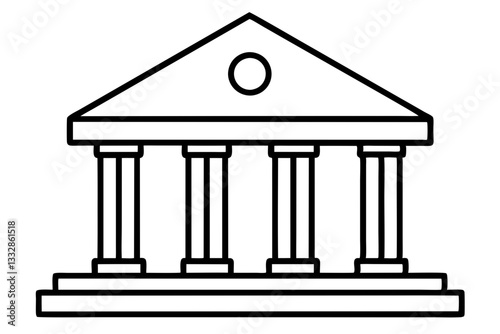 bank sign line art silhouette vector illustration