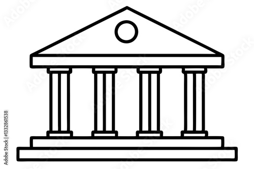 bank sign line art silhouette vector illustration