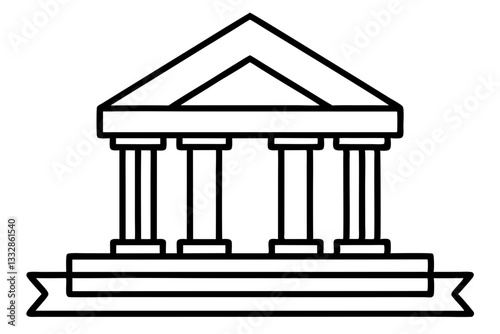 bank sign line art silhouette vector illustration