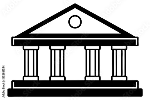 bank sign line art silhouette vector illustration