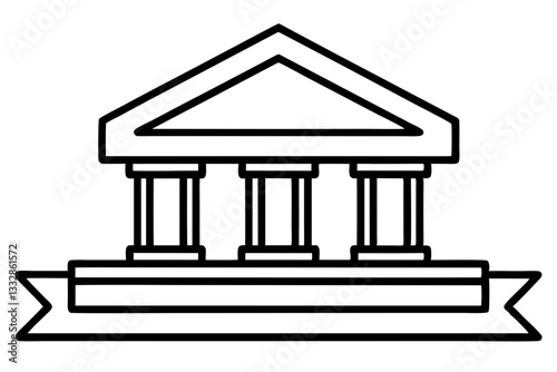 bank sign line art silhouette vector illustration