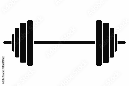 barbell line art silhouette vector illustration