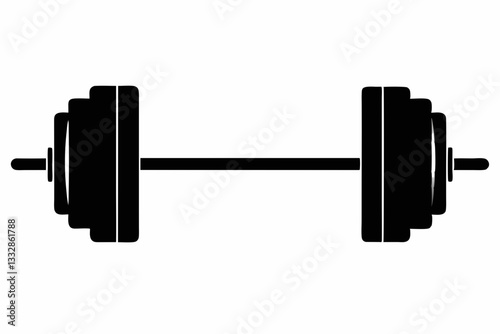 barbell line art silhouette vector illustration