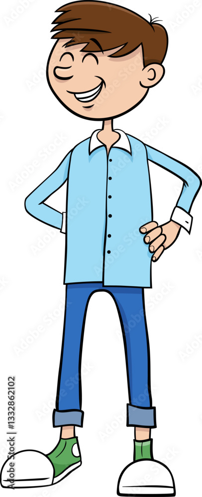 funny cartoon teen age boy character