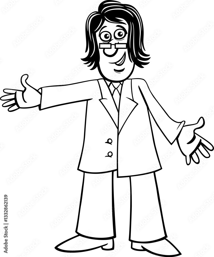 funny cartoon man or businessman character coloring page