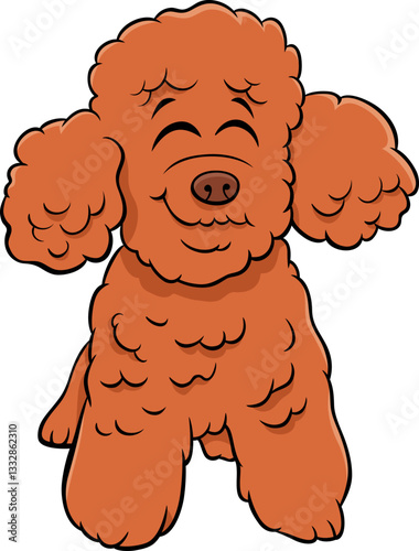 happy cartoon toy or miniature poodle purebred dog