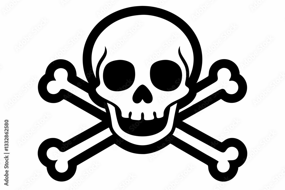 crossbones and skull death line art silhouette vector illustration crossbones and skull death line art silhouette vector illustration