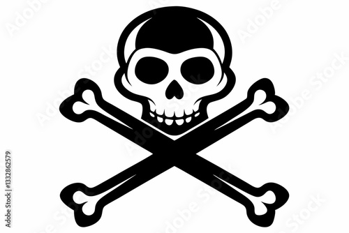 crossbones and skull death line art silhouette vector illustration