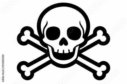 crossbones and skull death line art silhouette vector illustration