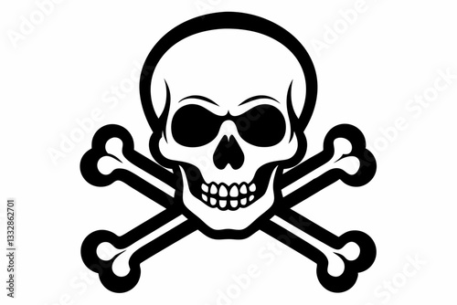 crossbones and skull death line art silhouette vector illustration