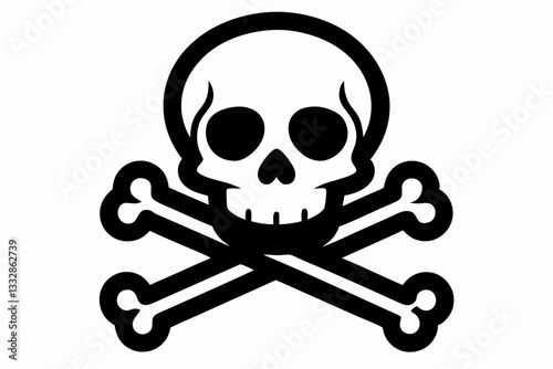 crossbones and skull death line art silhouette vector illustration