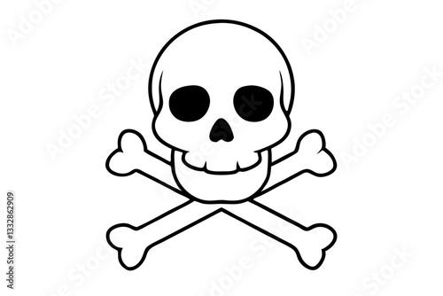 crossbones and skull death line art silhouette vector illustration