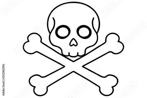 crossbones and skull death line art silhouette vector illustration