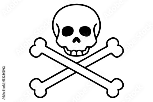 crossbones and skull death line art silhouette vector illustration