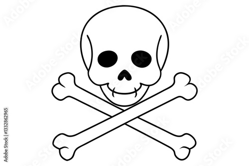 crossbones and skull death line art silhouette vector illustration