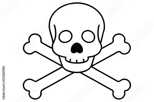 crossbones and skull death line art silhouette vector illustration