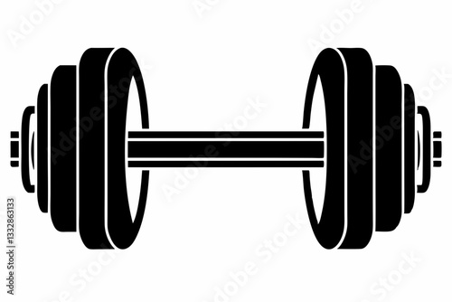 dumbbells line art silhouette vector illustration