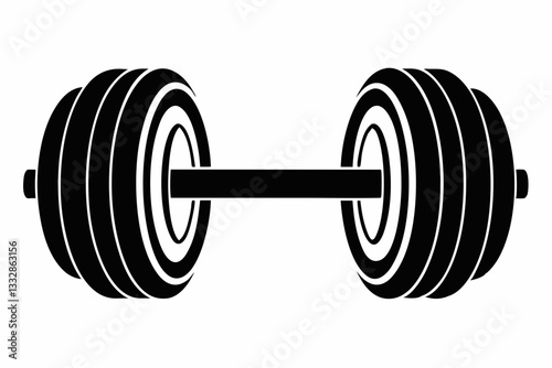 dumbbells line art silhouette vector illustration