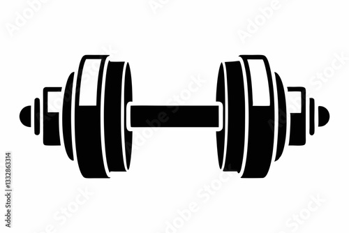 dumbbells line art silhouette vector illustration