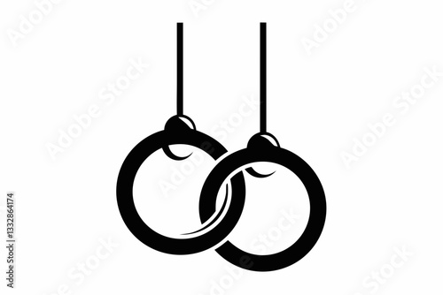gymnastic rings line art silhouette vector illustration