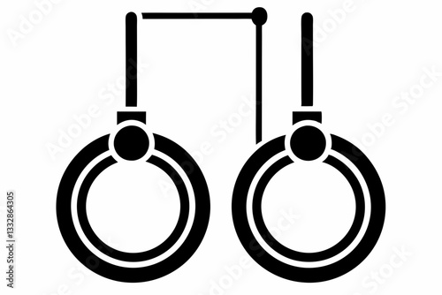 gymnastic rings line art silhouette vector illustration