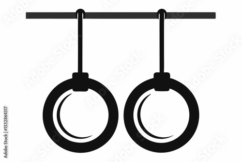 gymnastic rings line art silhouette vector illustration