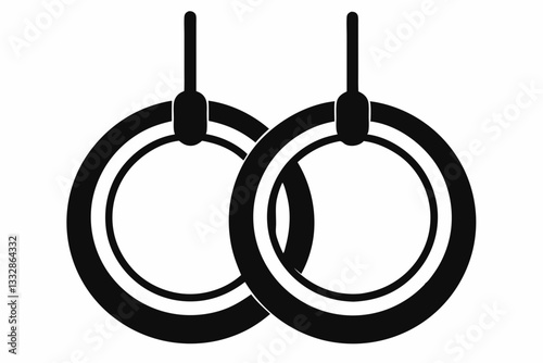 gymnastic rings line art silhouette vector illustration