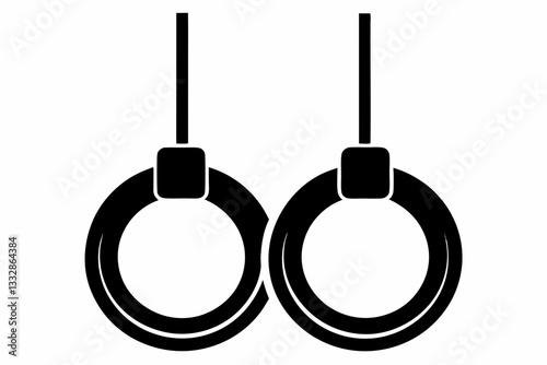 gymnastic rings line art silhouette vector illustration