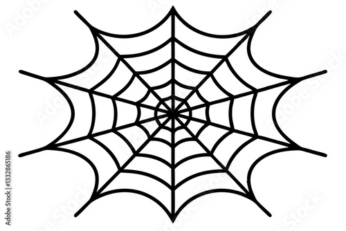 intricate web spun by a spider line art silhouette vector illustration