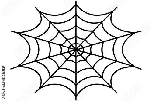 intricate web spun by a spider line art silhouette vector illustration