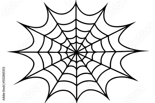 intricate web spun by a spider line art silhouette vector illustration