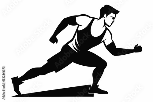 man exercise line art silhouette vector illustration