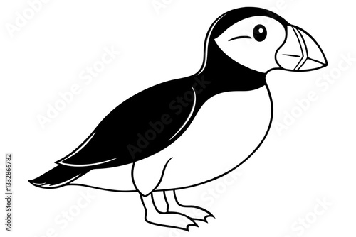 puffin bird line art silhouette vector illustration