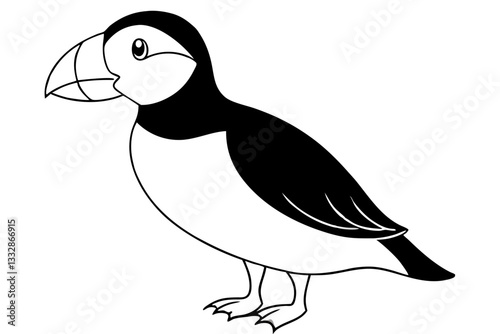 puffin bird line art silhouette vector illustration