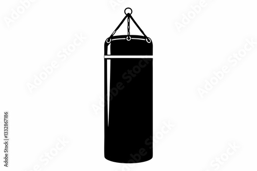 punching bag line art silhouette vector illustration