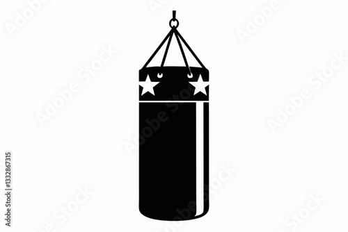 punching bag line art silhouette vector illustration