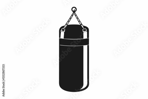 punching bag line art silhouette vector illustration