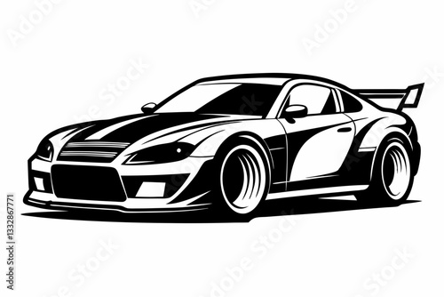 race car line art silhouette vector illustration