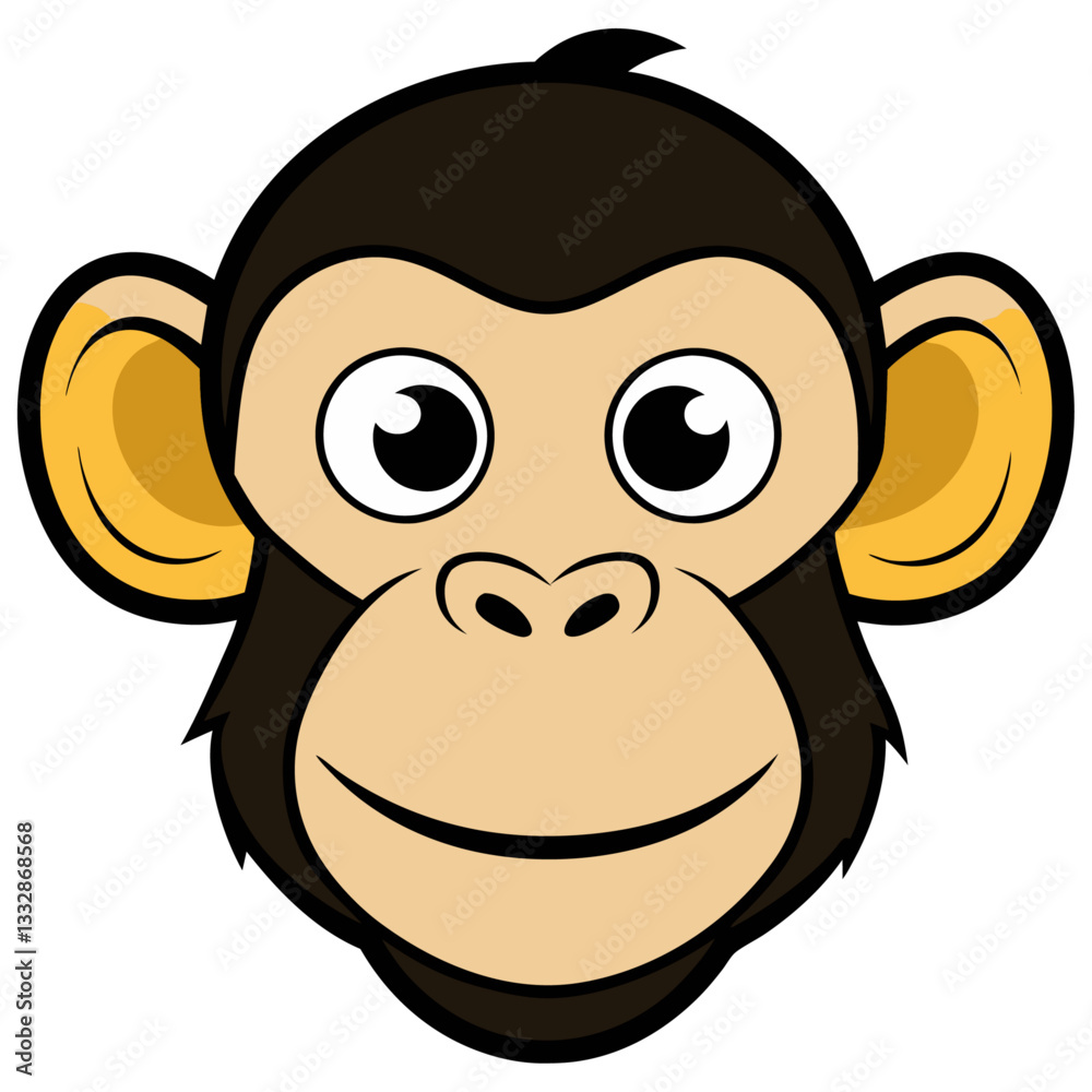 Fototapeta premium Smiling monkey face vector illustration 