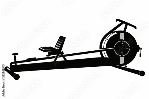  rowing machine line art silhouette vector illustration