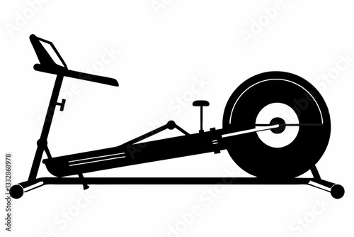  rowing machine line art silhouette vector illustration