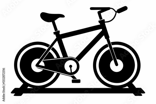 stationary bike line art silhouette vector illustration