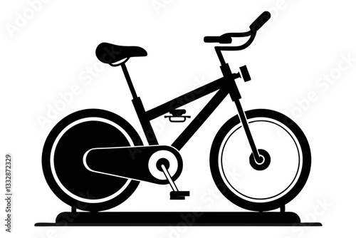 stationary bike line art silhouette vector illustration