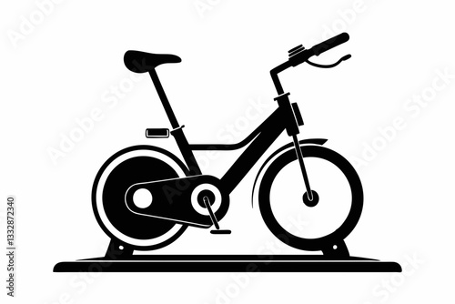 stationary bike line art silhouette vector illustration