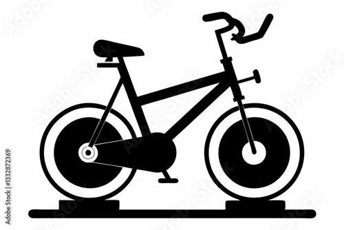 stationary bike line art silhouette vector illustration