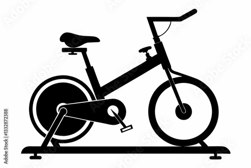 stationary bike line art silhouette vector illustration