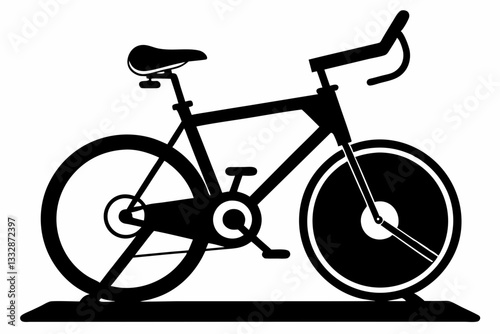 stationary bike line art silhouette vector illustration