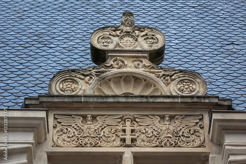 Obraz na płótnie Architectural fragments of Ducal Palace of Nancy (Palais ducal du Nancy, XV century). Now palace is a museum Lorrain, dedicated to art, history and traditions of Lorraine. Nancy, Lorraine, France. w salonie